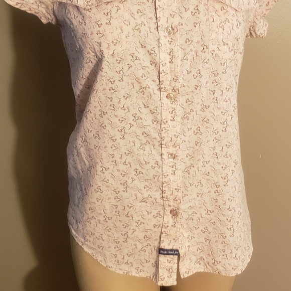 Pink Floral Print Duck Head Button-Down Blouse SzS - Picture 5 of 6